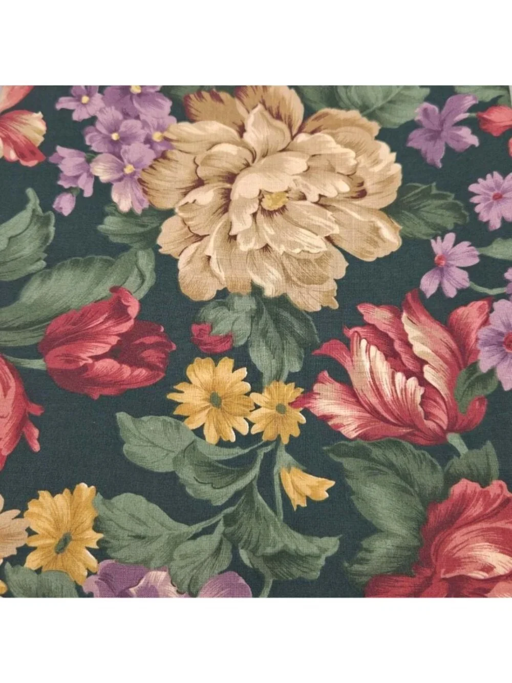 Cranston Home Fashions Floral Cotton Fabric Quilting Sewing Green 1.75 Yards